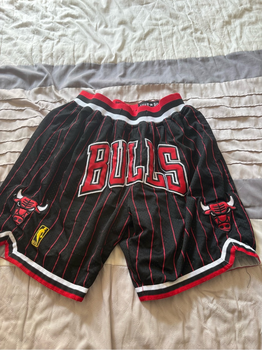 Chicago Bulls Black Pinstripe Just Don Shorts - Licensed NBA Shorts